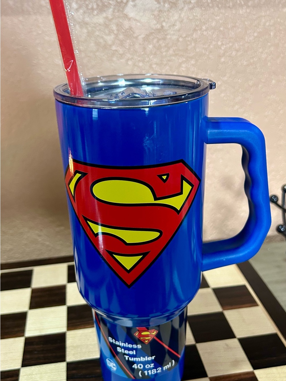 DC Comics Blue Superman Travel Mug with Emblem